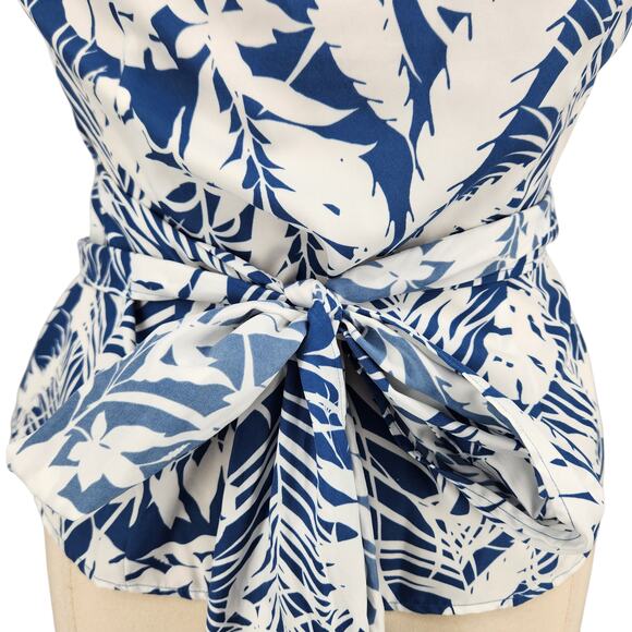 Ann Taylor Tropical Leaf Palm Print Wrap Blouse - Picture 8 of 8